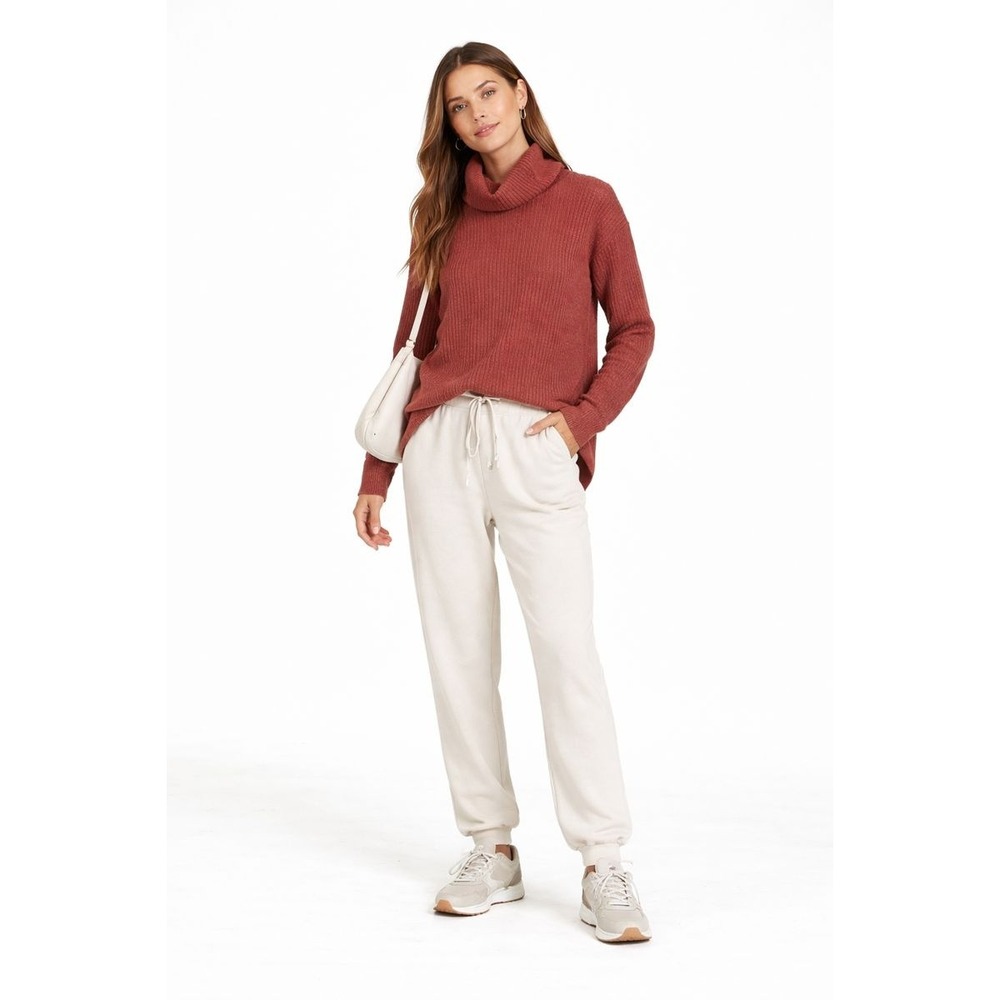 UpWest‎ Women's XS Ribbed Turtleneck Sweater Long Sleeve Burnout Brown